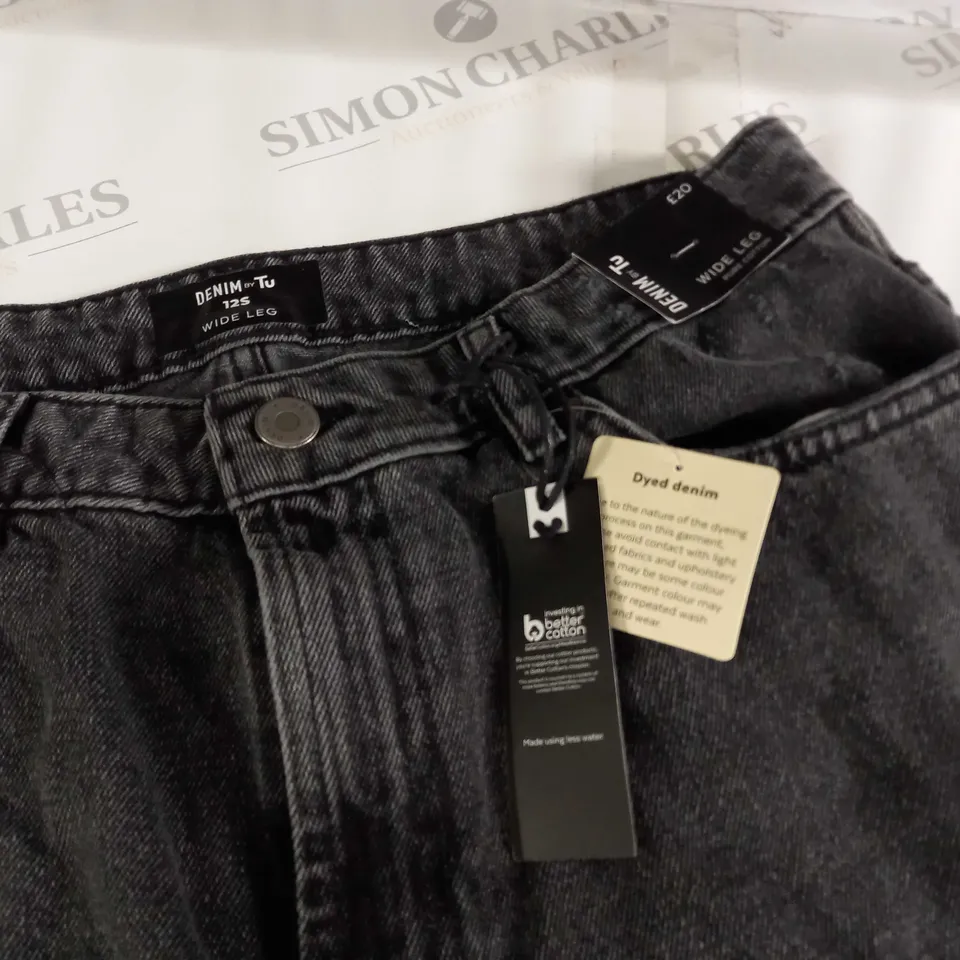 DENIM BY TU WIDE LEG JEANS IN WASHED BLACK - 12S