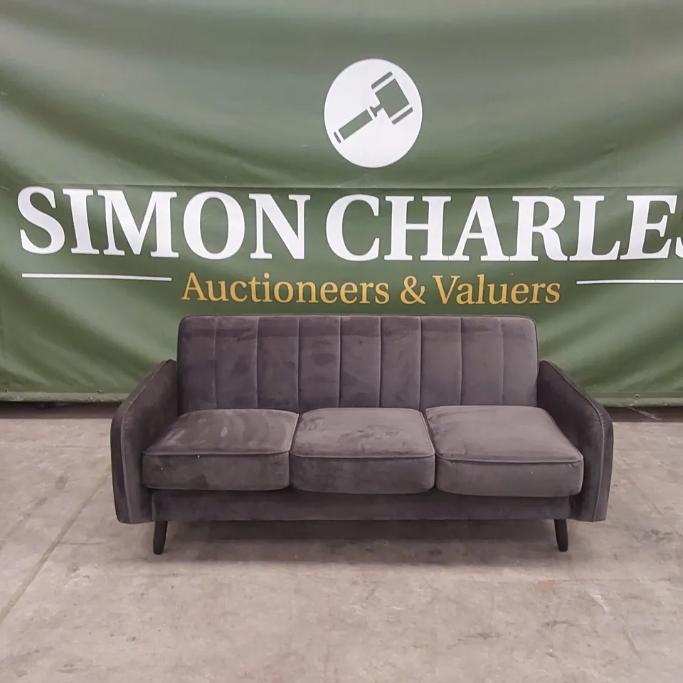 JENNIFER FABRIC COMPACT 3 SEATER SOFA - CHARCOAL VELVET RRP £349