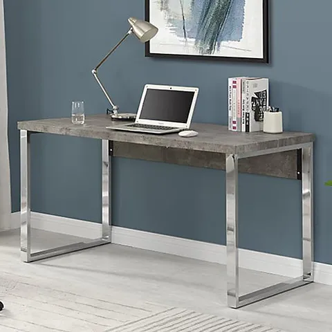 BOXED SYDNEY OFFICE DESK IN CONCRETE PAPER AND CHROME FRAME (1 BOX)