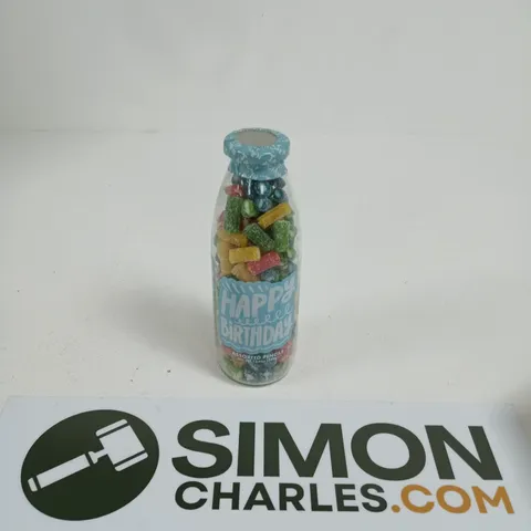 HAPPY BIRTHDAY ASSORTED PENCIL CANDIES IN GLASS BOTTLE – 380 G