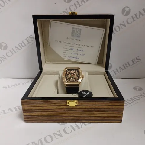 BOXED DESCHAMPS AND CP LUXURY AUTOMATIC WATCH - 3ATM WATER RESISTANT - RUBBER STRAP 