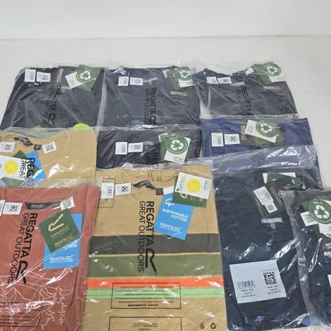 LOT OF 10 ASSORTED BRAND NEW REGATTA T-SHIRTS IN VARIOUS STYLES, COLOURS AND SIZES