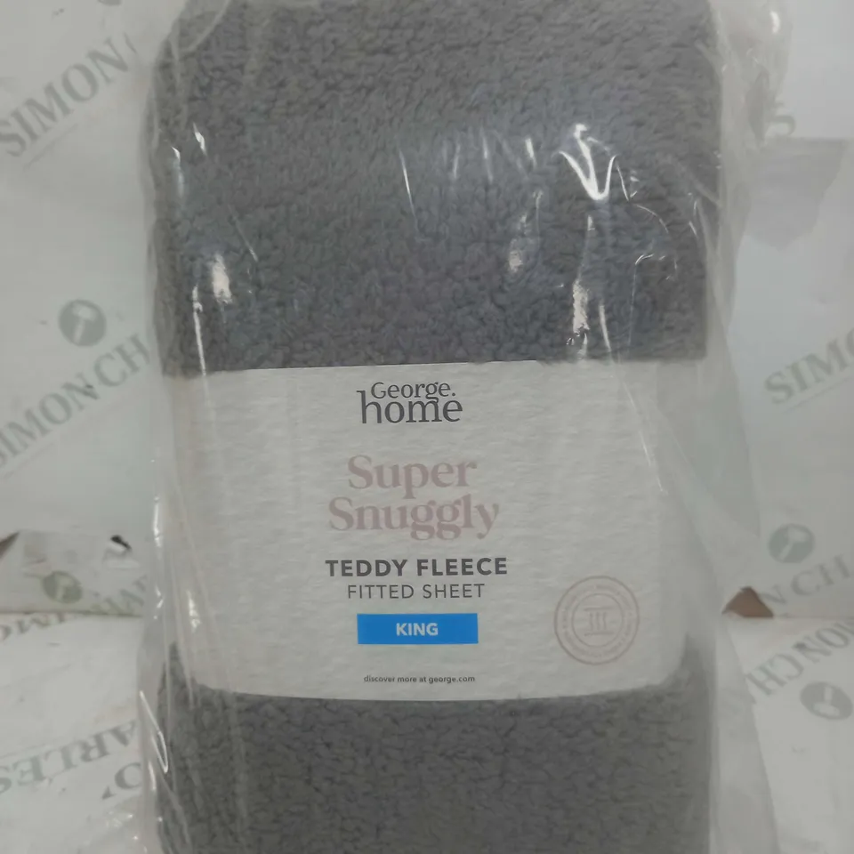 BOX OF 10 GREY TEDDY FLEECE PLAIN FITTED SHEET - KING