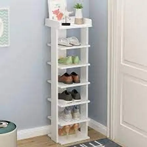 BOXED 7 PAIR SHOE RACK WHITE