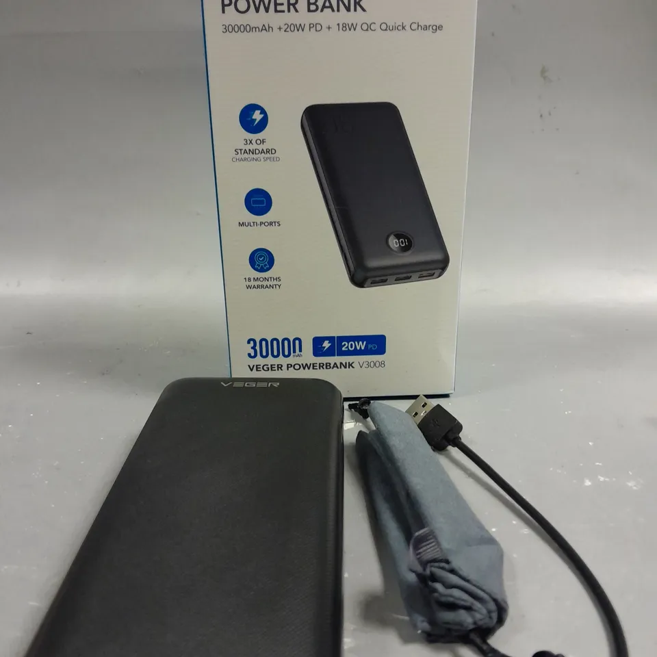 BOXED VEGER 30,000MAH QUICK CHARGE POWER BANK 