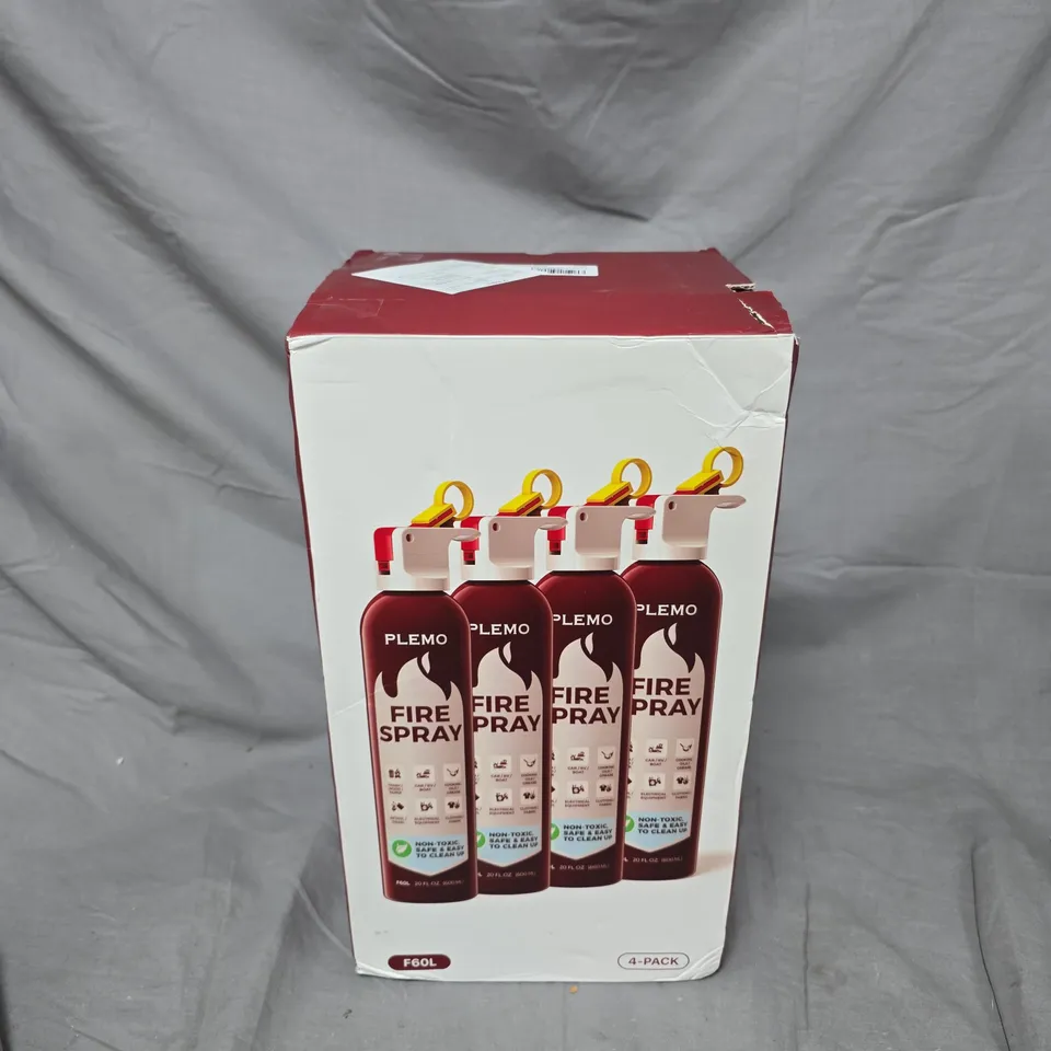 BOXED 4 PACK OF PLEMO FIRE SPRAY EXTINGUISHERS 