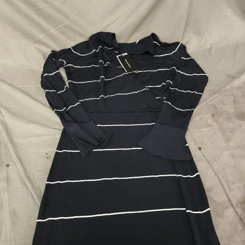 FRENCH CONNECTION OTTIE KNIT STRIPE MAXI DRESS – NAVY & WHITE, SIZE L
