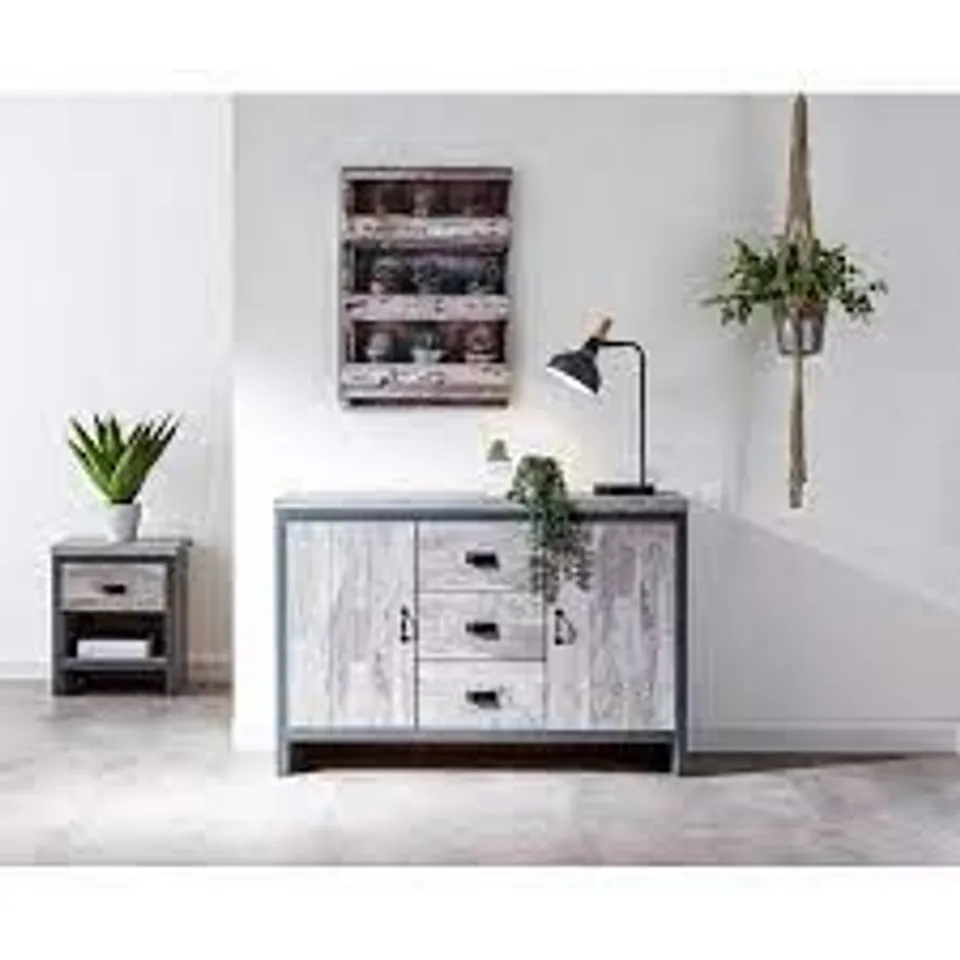 BOXED BOSTON 2 DOOR 3 DRAWER SIDEBOARD GREY 2 BOXES