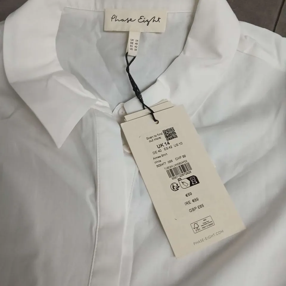 PHASE EIGHT AIMEE SHIRT IN WHITE - UK 14