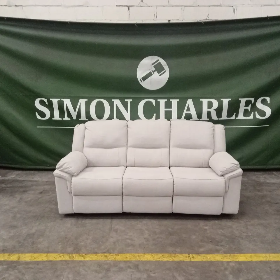 ALBION FABRIC 3 SEATER HIGH BACK MANUAL RECLINER SOFA - GREY RRP £749