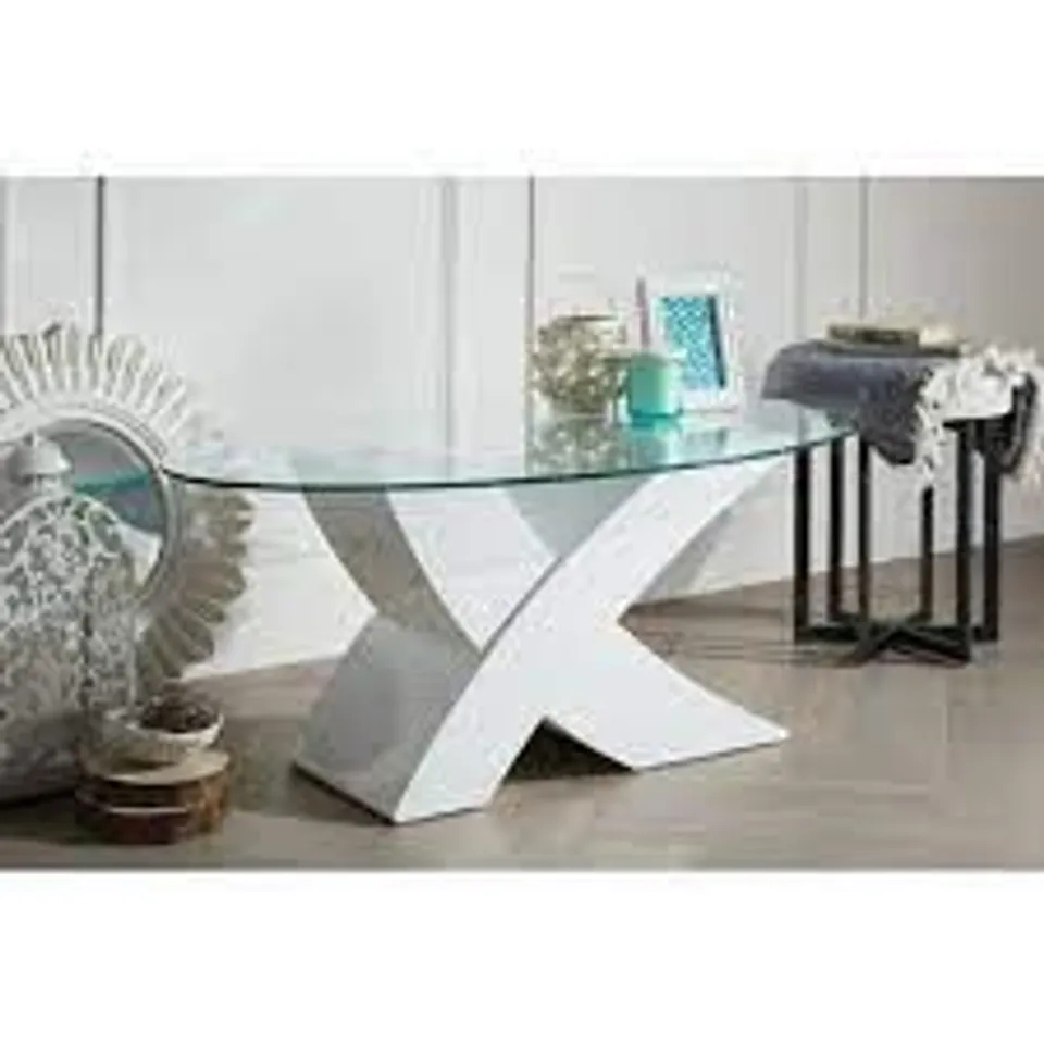 FREIDRICH X VANEER OVAL GLASS COFFEE TABLE BASE