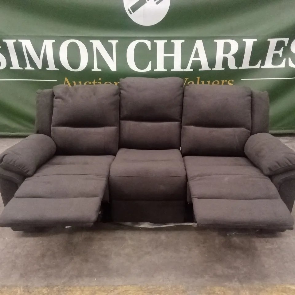 ALBION CHENILLE 3 SEATER HIGH BACK MANUAL RECLINER SOFA - CHARCOAL RRP £679