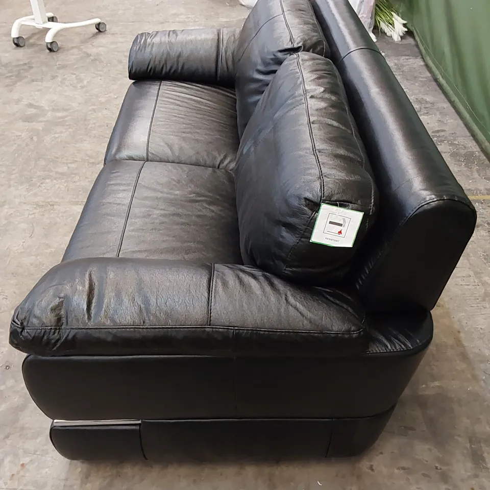 QUALITY DESIGNER 3 SEATER LEATHER SOFA - BLACK