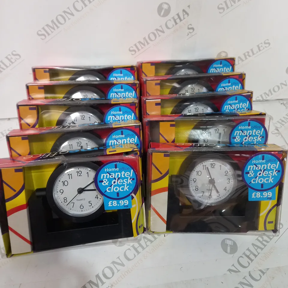 BOX OF APPROX 10 HOMEOFFICE MANTEL AND DESK CLOCKS