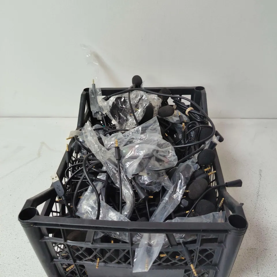 BOX OF APPROXIMATELY 30 BOOM MICROPHONES FOR GAMING HEADSETS