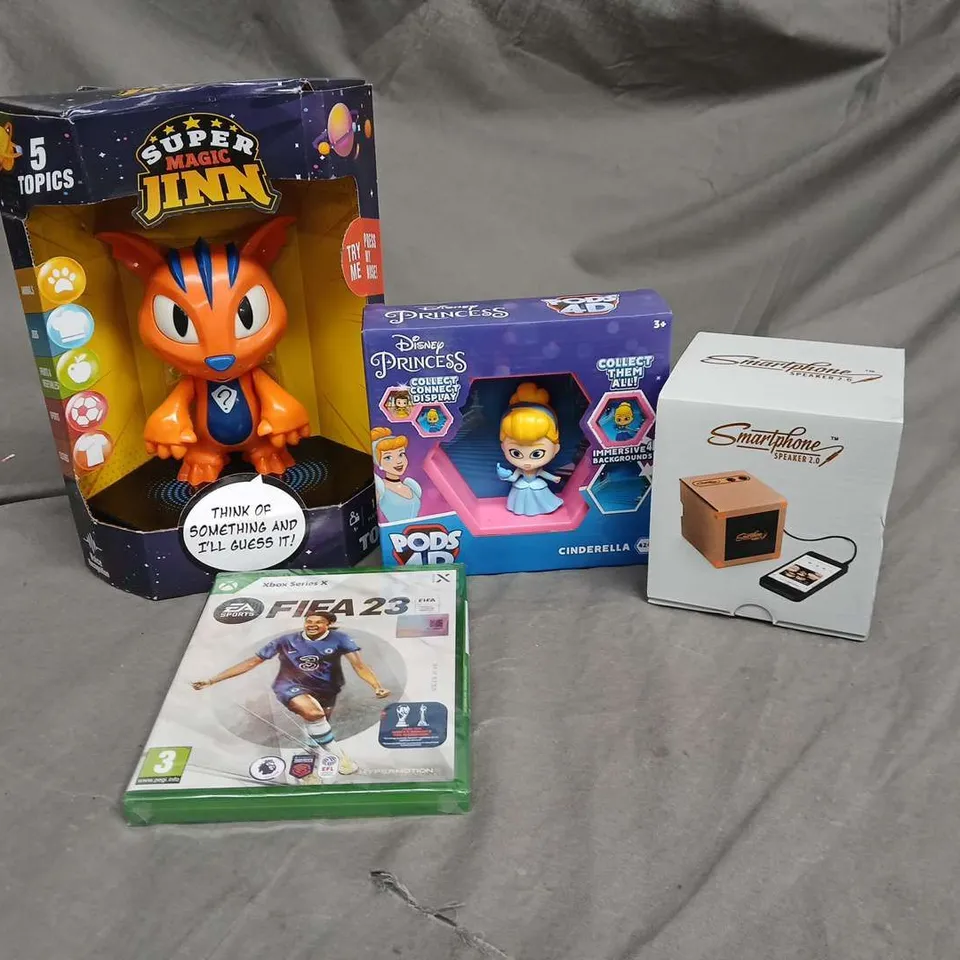 APPROXIMATELY 15 TOYS AND GAMES TO INCLUDE FIFA 23 FOR XBOX, SMARTPHONE SPEAKER AND DISNEY PRINCESS FIGURES