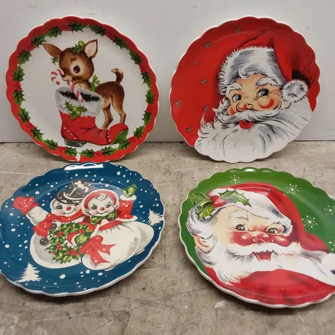 BOXED MR CHRISTMAS SET OF 4 CERAMIC NOSTALGIC RETRO PLATES