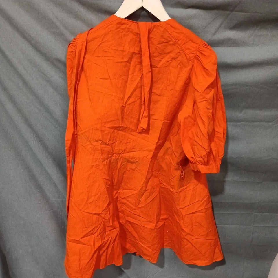 ZARA WOMEN’S ORANGE LIGHTWEIGHT JACKET WITH PUFF SLEEVES – UK XL (EU XL/US XL)
