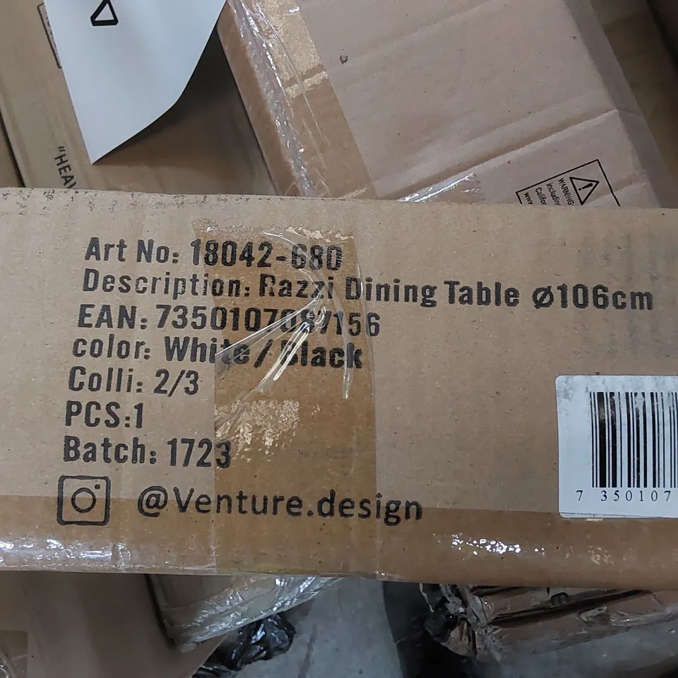 BOXED RAZZI 106cm DINING TABLE (3 BOXES)