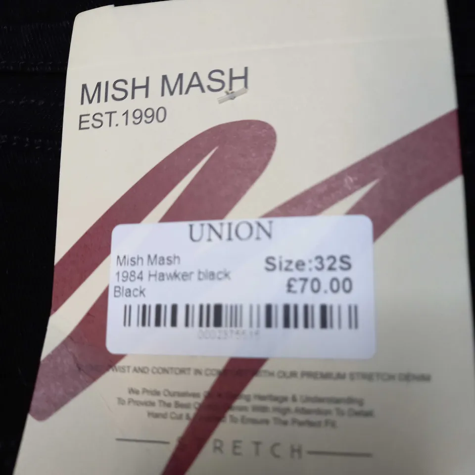 MENS MISH MASH HAWKER BLACK JEANS SIZE 32S