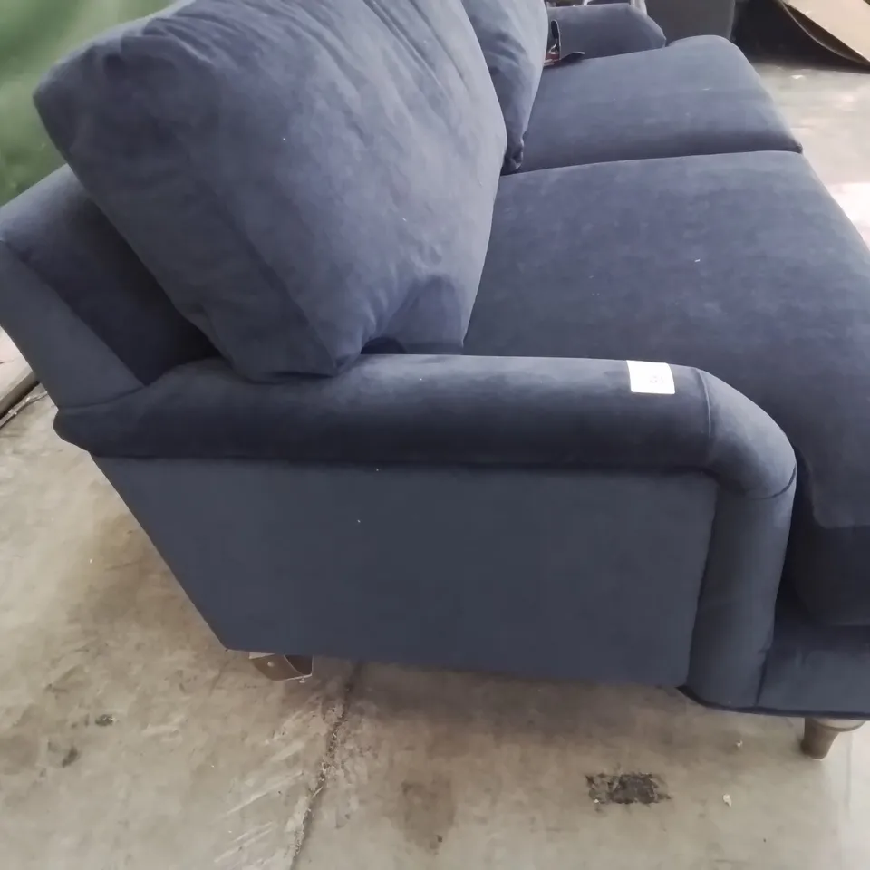 QUALITY BRITISH DESIGNER LOUNGE Co. FOUR SEATER SOFA PLUSH BLUE FABRIC
