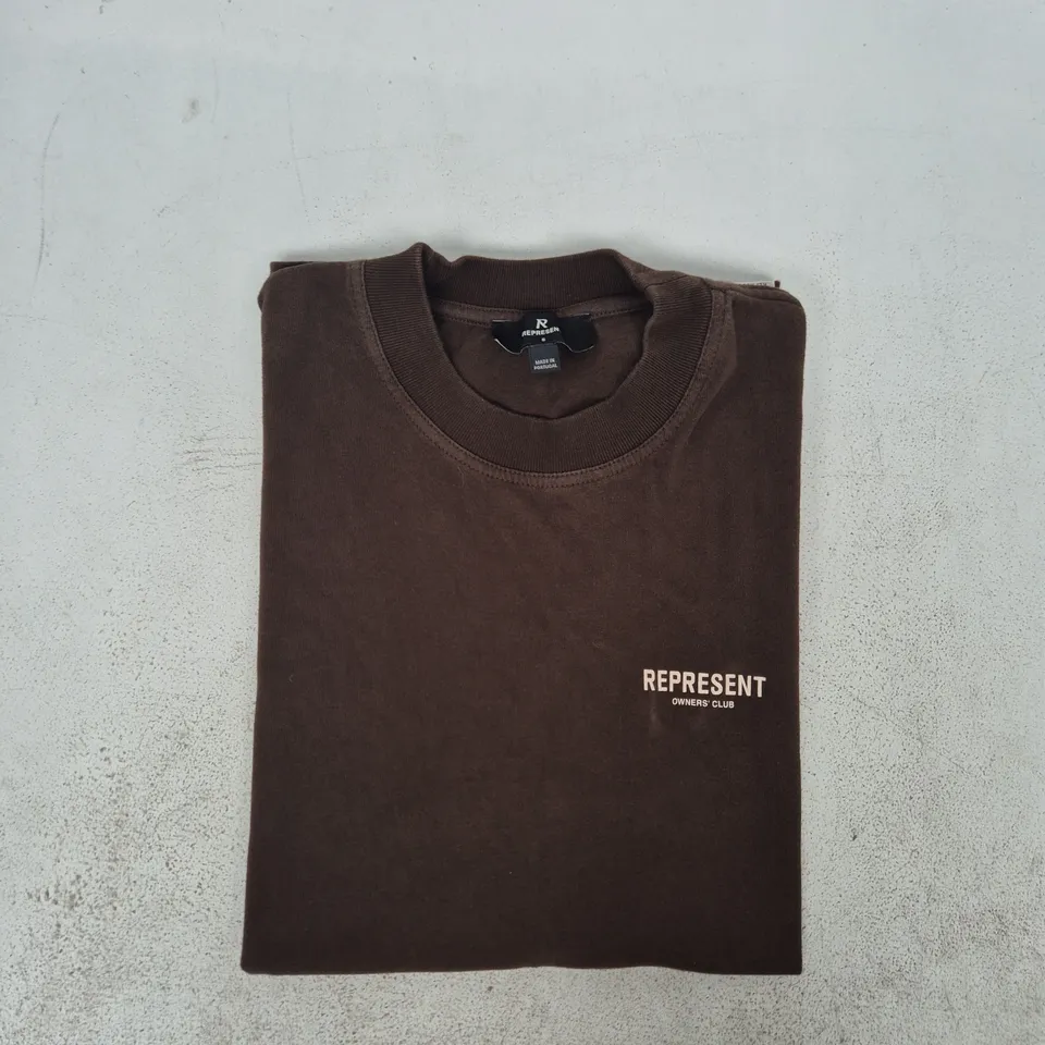 REPRESENT OWNERS CLUB T-SHIRT IN BROWN SIZE SMALL