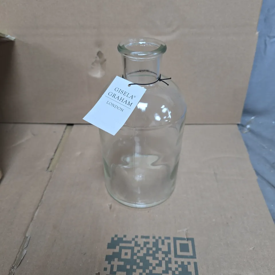 GISELA GRAHAM - LARGE GLASS BOTTLE VASE CLEAR - BOX OF APPROXIMATELY 12PCS 