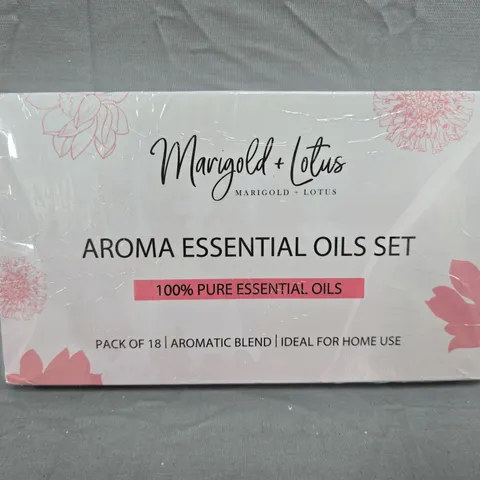 MARIGOLD + LOTUS AROMA ESSENTIAL OILS SET, 18 X 10ML BOTTLES – 100% PURE ESSENTIAL OILS