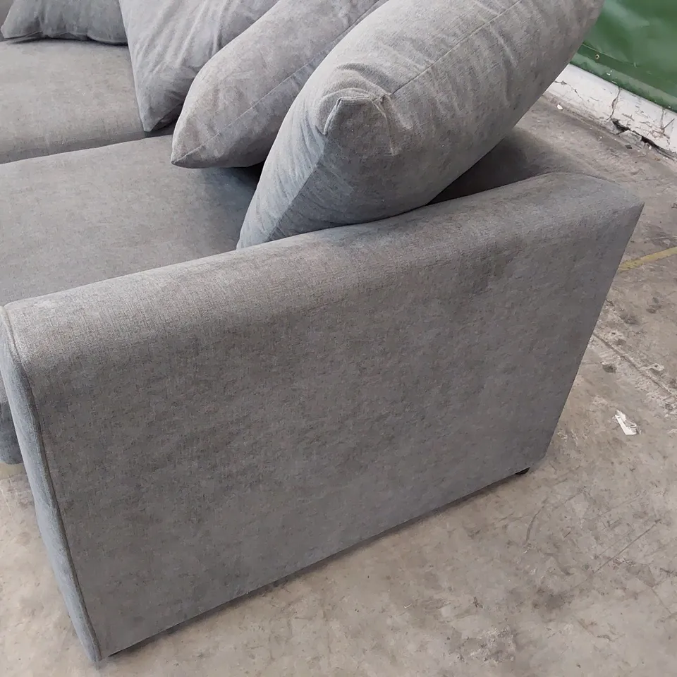 DESIGNER BETZ THREE SEATER SOFA WITH SCATTER CUSHIONS GREY FABRIC