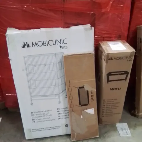 PALLET OF ASSORTED HOUSEHOLD GOODS AND PRODUCTS TO INCLUDE;TRAVEL COT,BED RAIL,BIRD CAGE