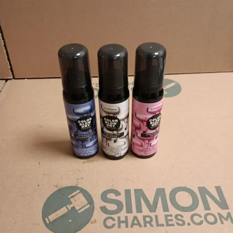 APPROXIMATELY 22 X ASSORTED MATRIX COLOR BLOW DRY HAIR CARE PRODUCTS TO INCLUDE HOT PINK, ASH BLONDE ETC