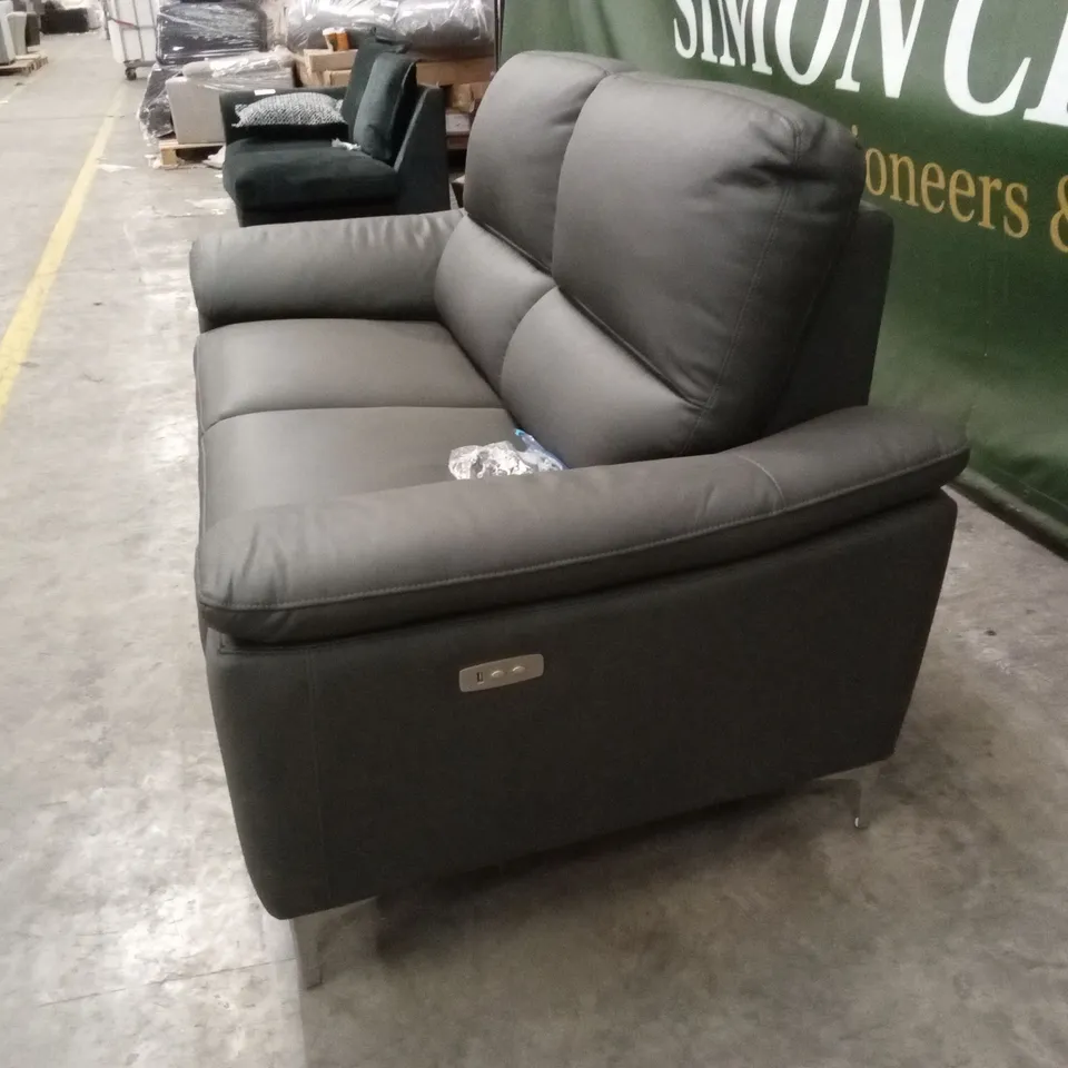 PAVILION 2 SEATER LEATHER/FAUX LEATHER POWER RECLINER SOFA - CHARCOAL RRP £949