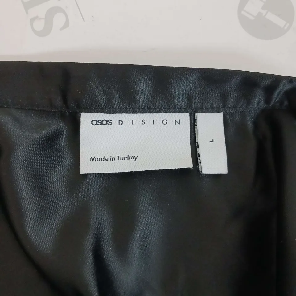 ASOS SKINNY SATIN SHIRT IN BLACK SIZE L 