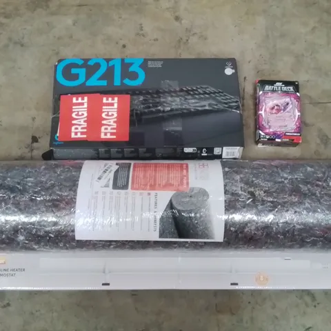 PALLET CONTAINING ASSORTED PRODUCTS INCLUDING ECOHEATER 750MM SLIMLINE HEATER, LOGITECH KEYBOARD, POKÉMON EX BATTLE DECK & TRIO PLUS FLEECE