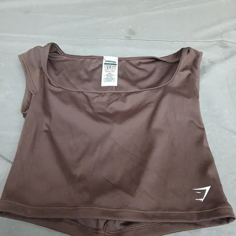 GYMSHARK BROWN GYM TOP SIZE S