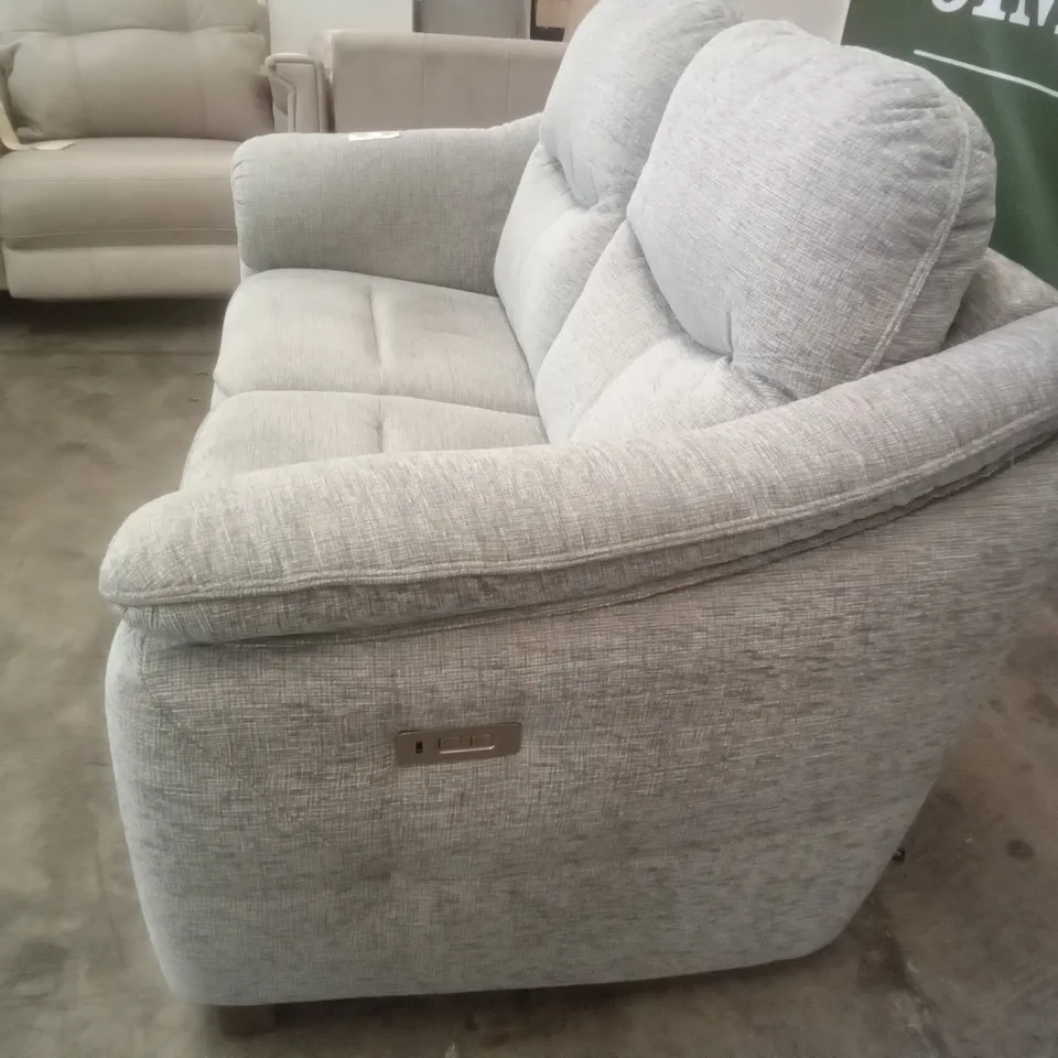 DESIGNER G PLAN MADE JACKSON 2 SEATER ELECTRIC RECLINER DBL SOFA - FARROW ICE FABRIC 