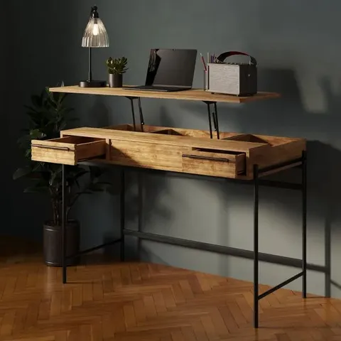 BOXED BRYANT SIT-TO-STAND DESK - MANGO WOOD EFFECT (1 BOX)