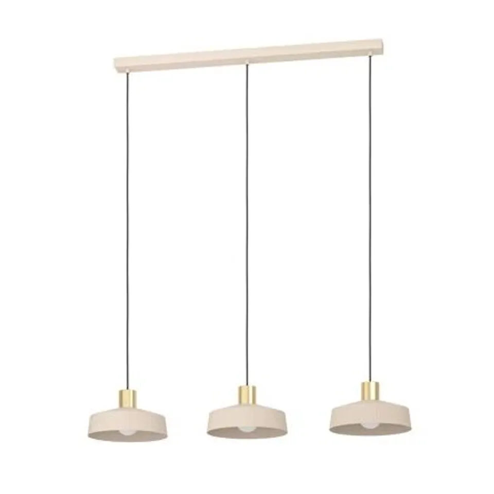 BOXED VALDIOLA 3-LIGHT SAND COLOURED KITCHEN ISLAND PENDANT 
