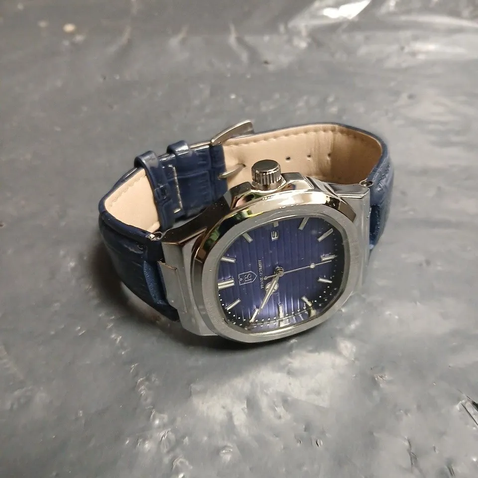 MENS FRANK SCHMIDT WATCH – TEXTURED DIAL WITH DATE – LEATHER STRAP