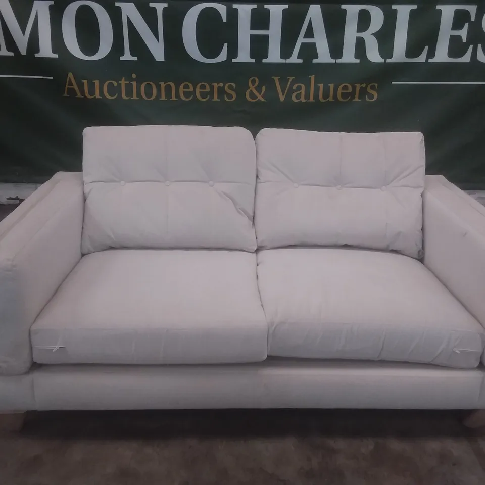 QUALITY BRITISH DESIGNER LOUNGE CO. COLLAKU 2 SEATER SOFA NATURAL PLUSH FABRIC 