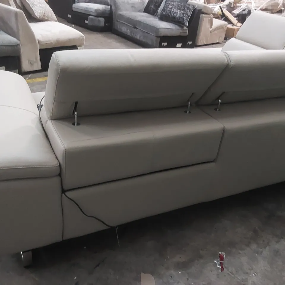QUALITY DESIGNER ITALIAN MADE LEATHER 4 SEATER ELECTRIC RECLINER CORNER SOFA IN CAPPUCCINO
