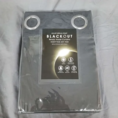 SOLAR THERMAL EYELET BLACKOUT READY MADE CURTAINS IN GREY (66X84INCH)