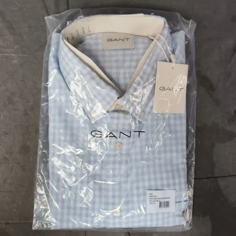 BAGGED GANT CLASSIC POPLIN GINGHAM SHIRT IN LIGHT BLUE SIZE XL