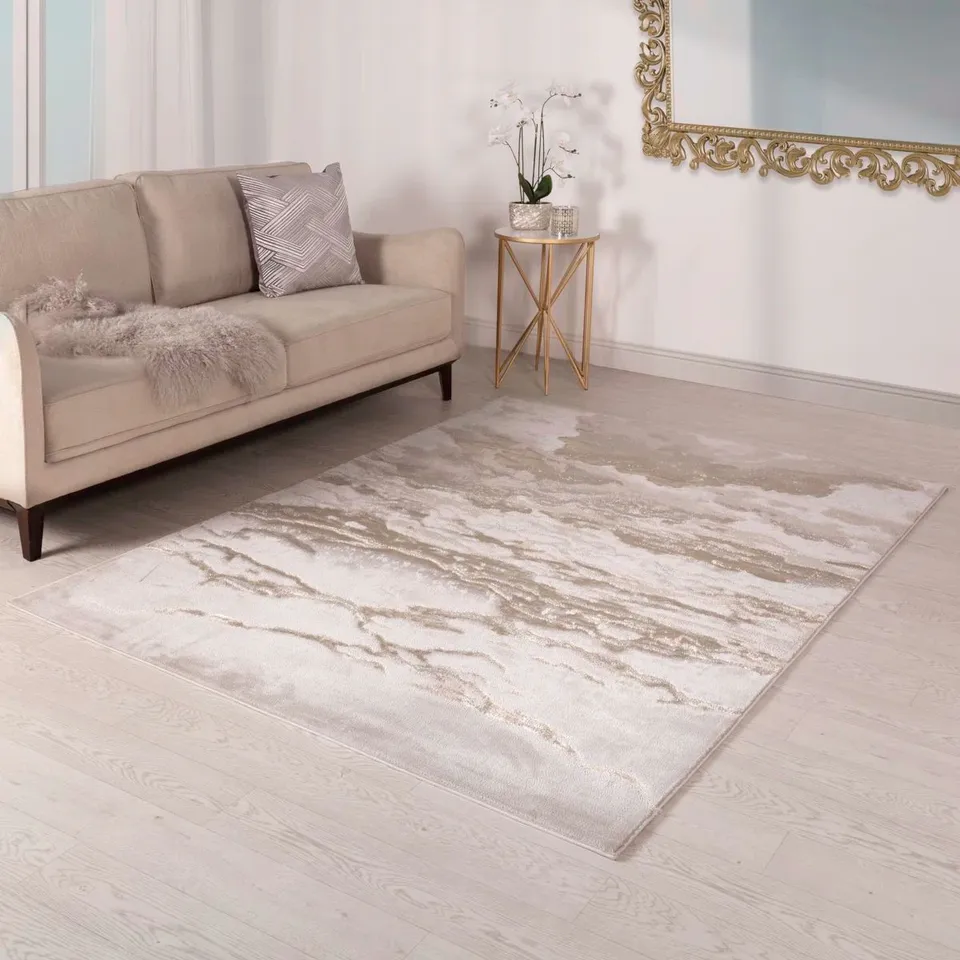 AURORA AU17 LINEA METALLIC BEIGE AREA RUG APPROXIMATELY 200X290CM