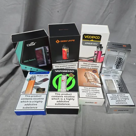 APPROXIMATELY 25 ASSORTED VAPE & E-CIGARETTE PRODUCTS TO INCLUDE BRANDS SUCH AS ELEAF, GEEKVAPE, VOOPOO, ETC