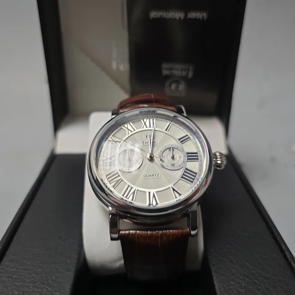 ERNEST FERDINAND WATCH – FUNCTIONING SUB DIALS – LEATHER STRAP –  GIFT BOX