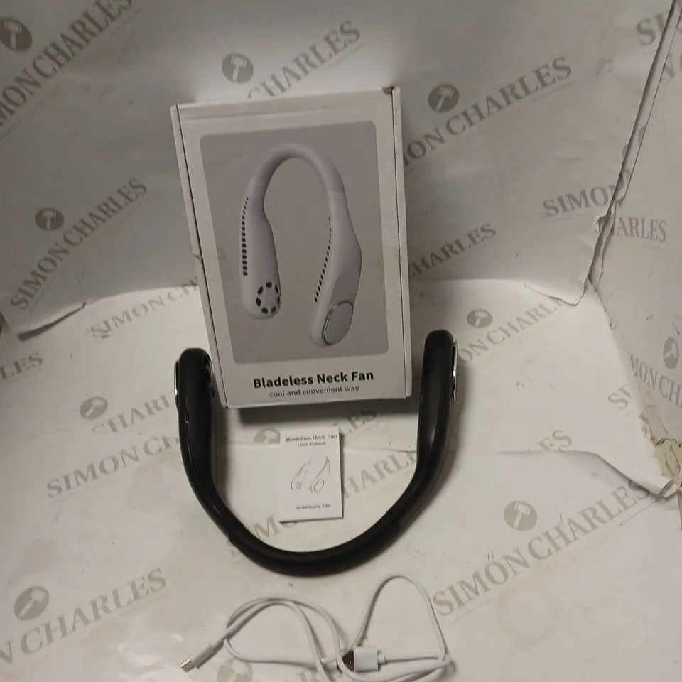BOXED BLADELESS NECK FAN - MODEL F60 - WITH USB CABLE AND USER MANUAL