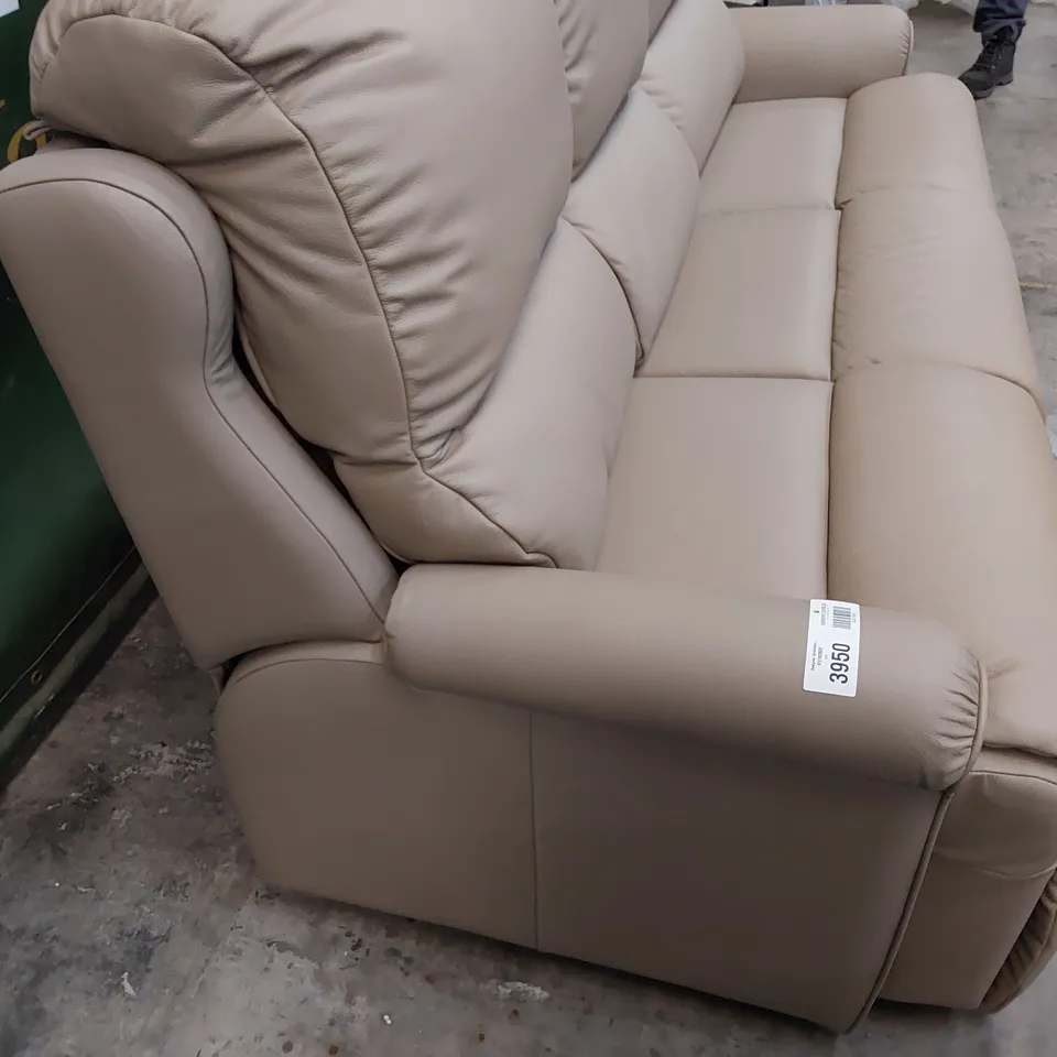 QUALITY BRITISH DESIGNER G PLAN NEWMARKET THREE SEATER SOFA CAMBRIDGE TAUPE LEATHER 