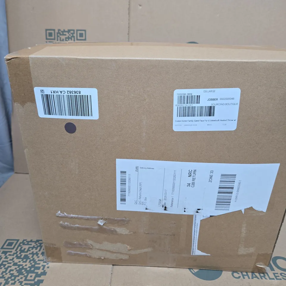 COZEE HOME FAMILY SIZED FAUX FUR & VELVETSOFT HEATED THROW