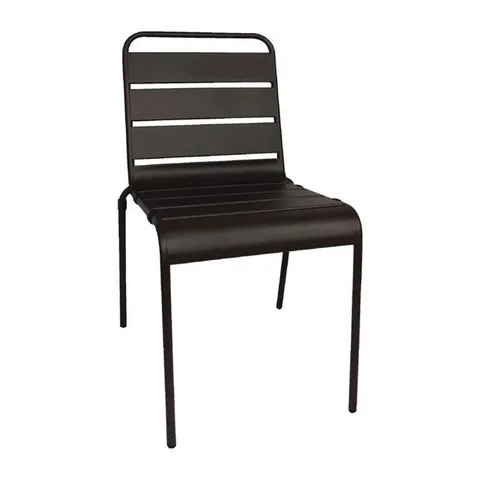 BOXED BOLERO AMALFI SLATTED STEEL SIDE CHAIRS BLACK (4 PACK)